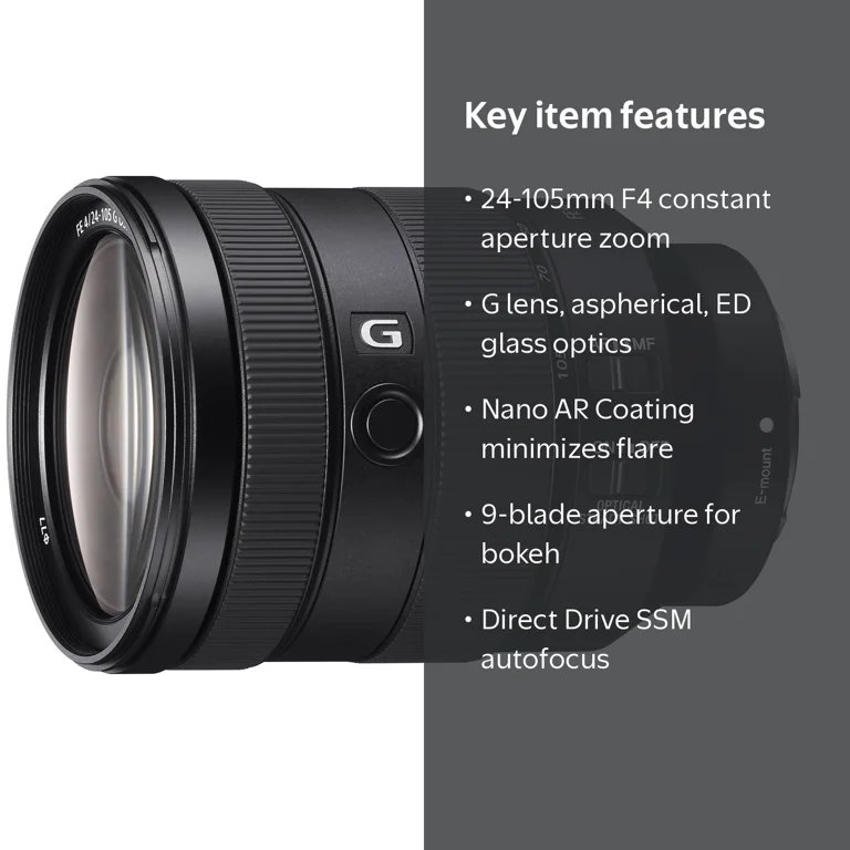 Sony, FE 24-105mm F4 G OSS Lens, Optical Stabilization, Macro