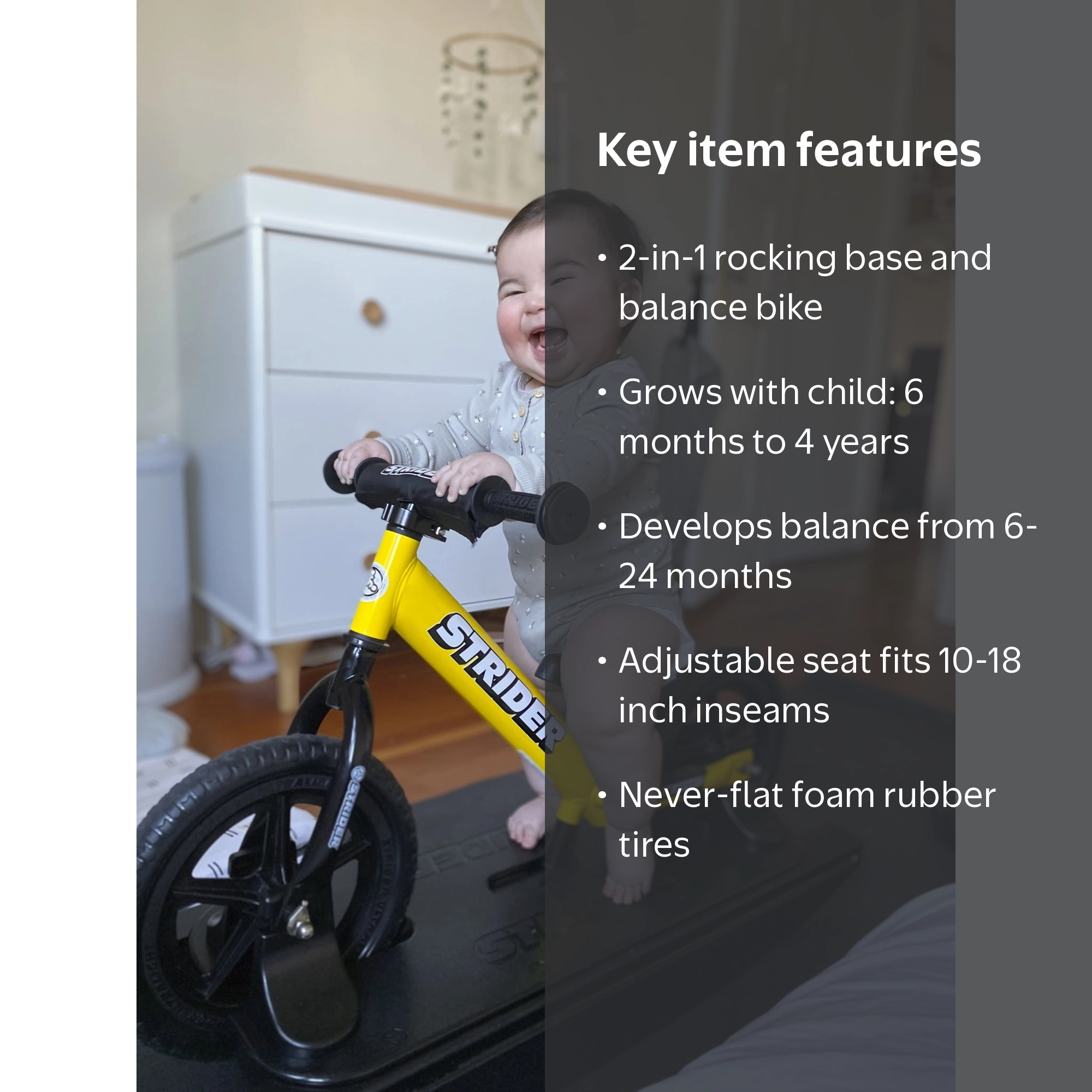 STRIDER 12 Inch Balance Bike イエロー 箱あり Strider 12‚Äù Sport Bike + Rocking Base for Kids 6 Months to 4