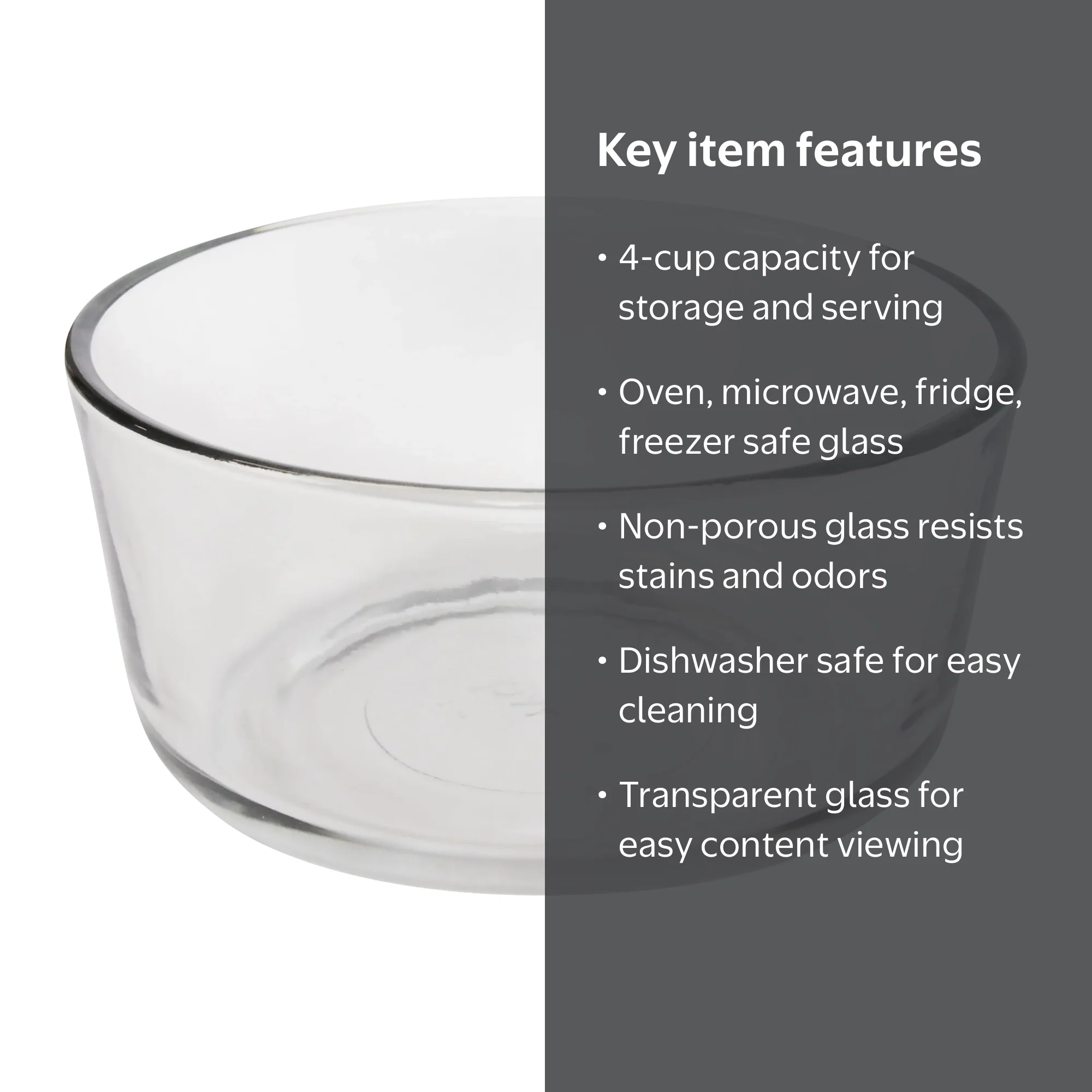 Pyrex 7201 4-Cup Round Clear Glass Storage Bowl Glassware - Walmart.com