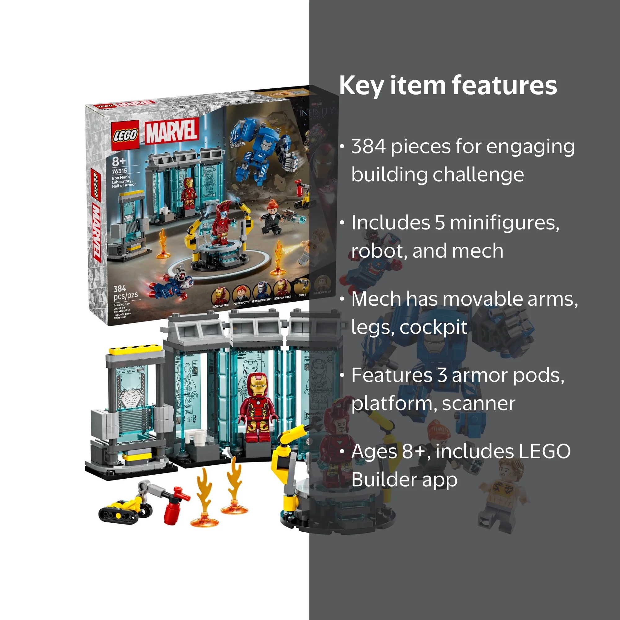 LEGO, Marvel Iron Man‚Äôs Laboratory, 76315, Building Toy for Kids