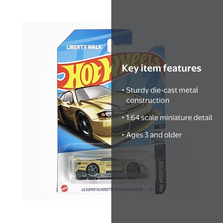 Mattel Hot Wheels Nissan Silvia S15, Gold Die-Cast Metal, 1:64