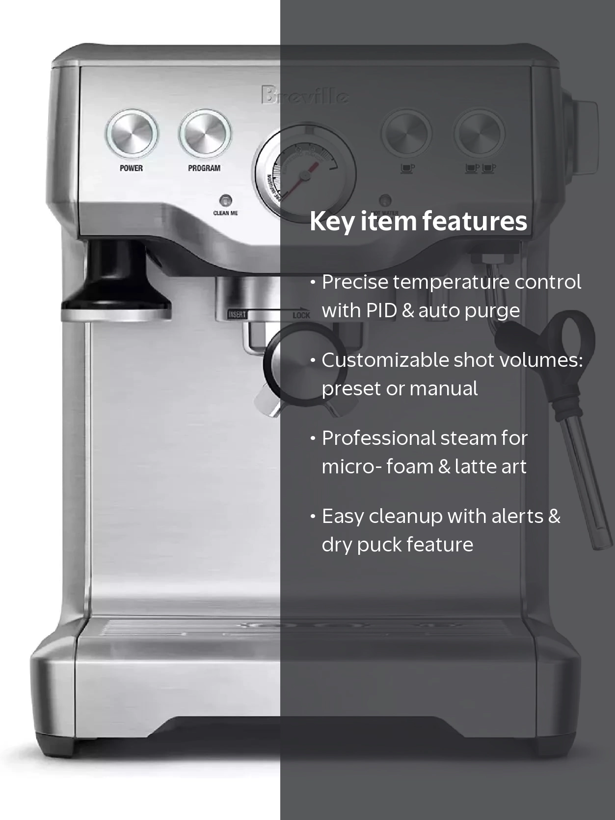 Breville The Infuser Espresso Machine, Silver, BES840XL with Pre