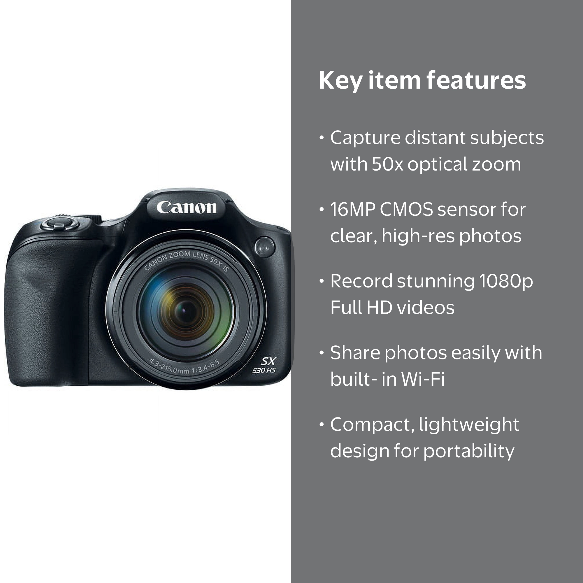 Canon PowerShot sx530hs 屋外使用なし　バック付き Canon PowerShot SX530 16MP Digital Camera with 50x Zoom & WiFi