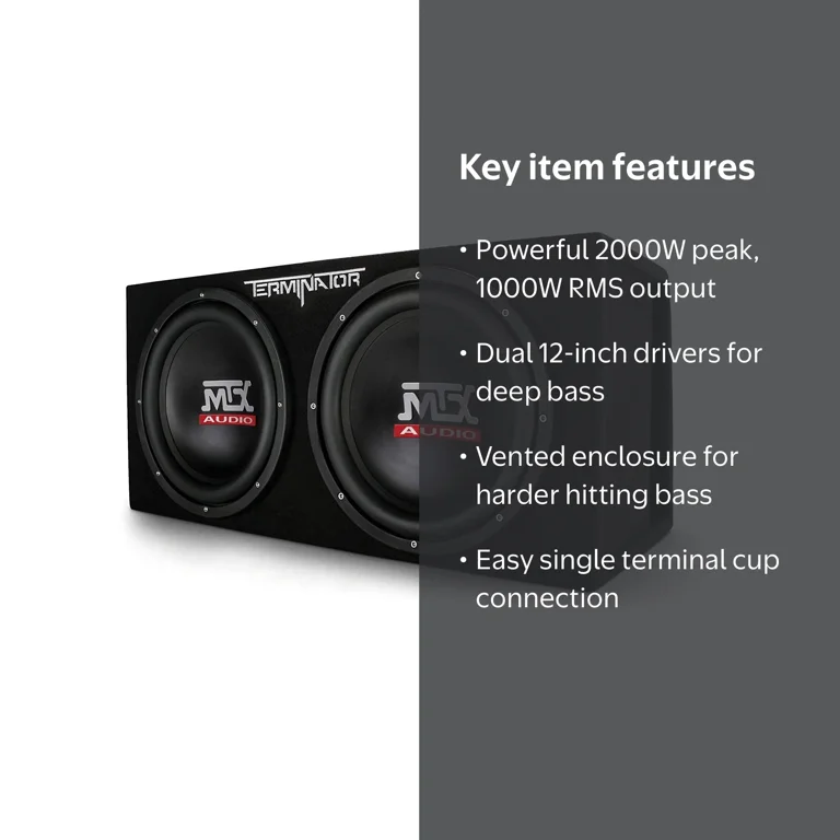 MTX Audio Dual 12'' Vented 2Ω Enclosure, 2000W Max Power, Solid