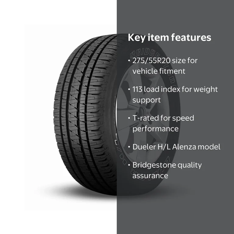 Bridgestone Dueler H/L Alenza OWL Touring Tire, 275/55R20 113T