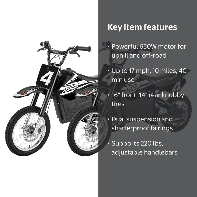 Razor MX650 Electric Dirt Bike for Teens, High-Torque Motocross