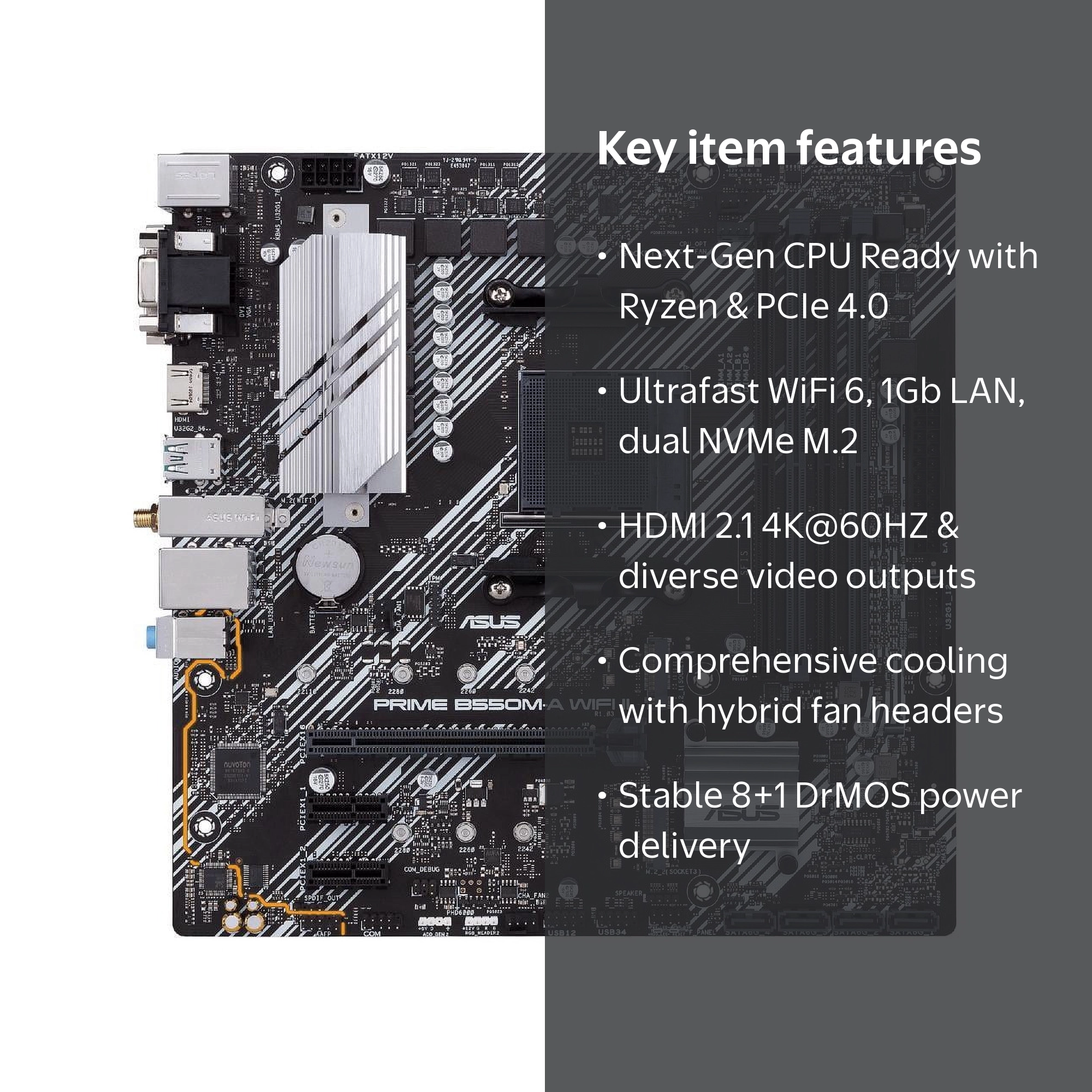 ASUS Prime B550M-A WiFi II AMD AM4 3rd Gen Ryzen, Micro ATX PCIe