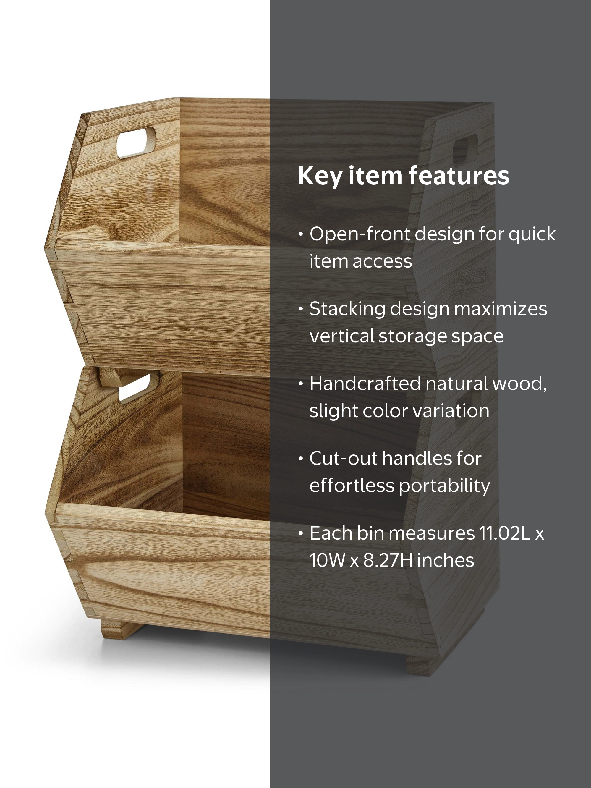 Better Homes & Gardens 2-Piece Natural Wood Stacking Open-Front