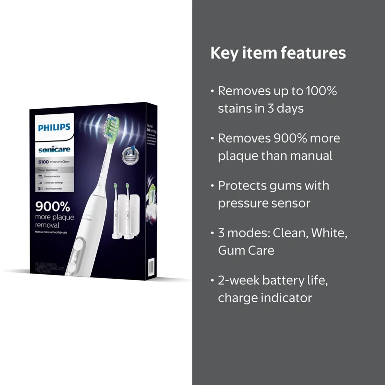 Philips Sonicare 6100 ProtectiveClean Power Toothbrush 2pk