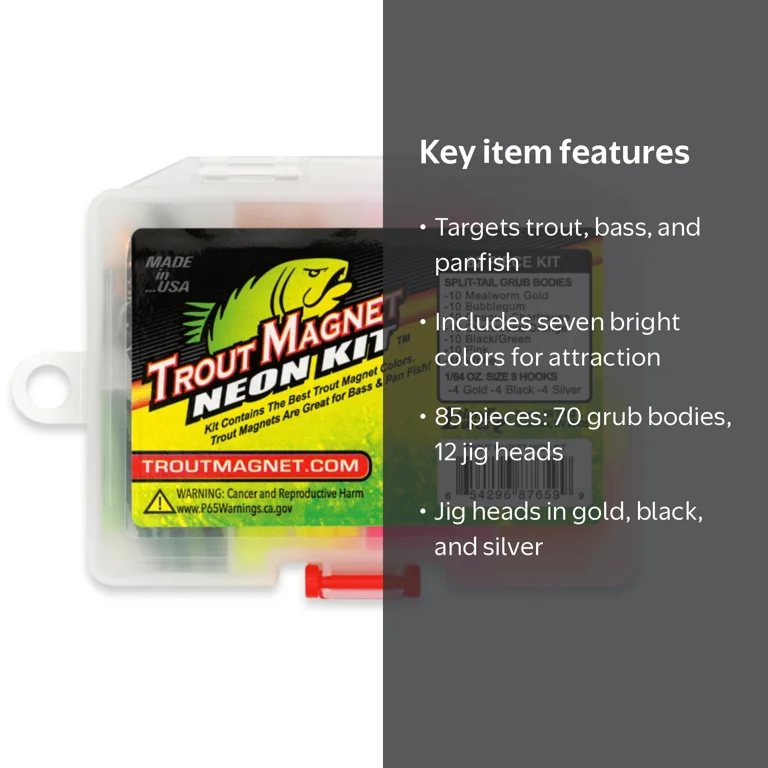 Leland Lures Trout Magnet Neon Softbait Kit 85 Piece - Walmart.com