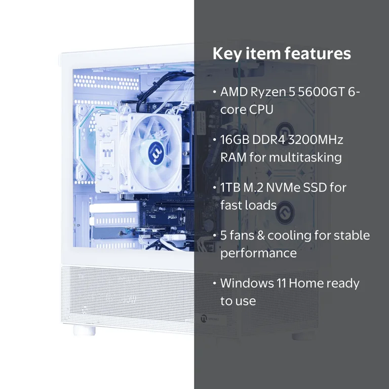 Ningmei, Gaming Desktop, AMD Ryzen 5 5600GT, 16GB RAM, 1TB SSD