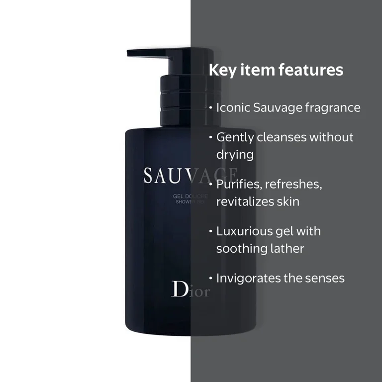 Dior, Christian Dior Sauvage Douche Shower Gel, 8.4 oz, Black