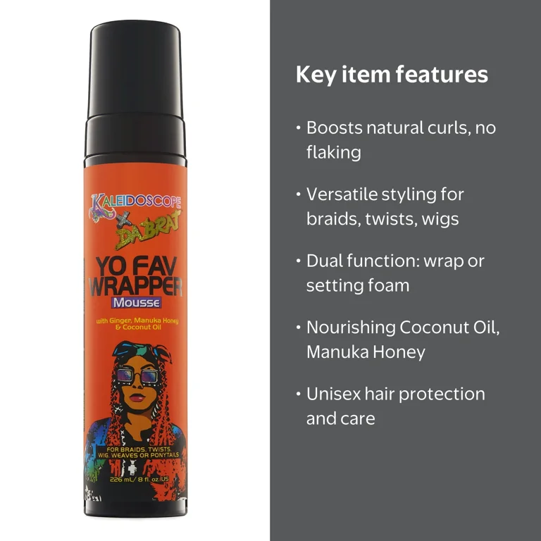 Kaleidoscope Da Brat Yo Fav Wrapper Styling Mousse, 8 fl. oz., Non