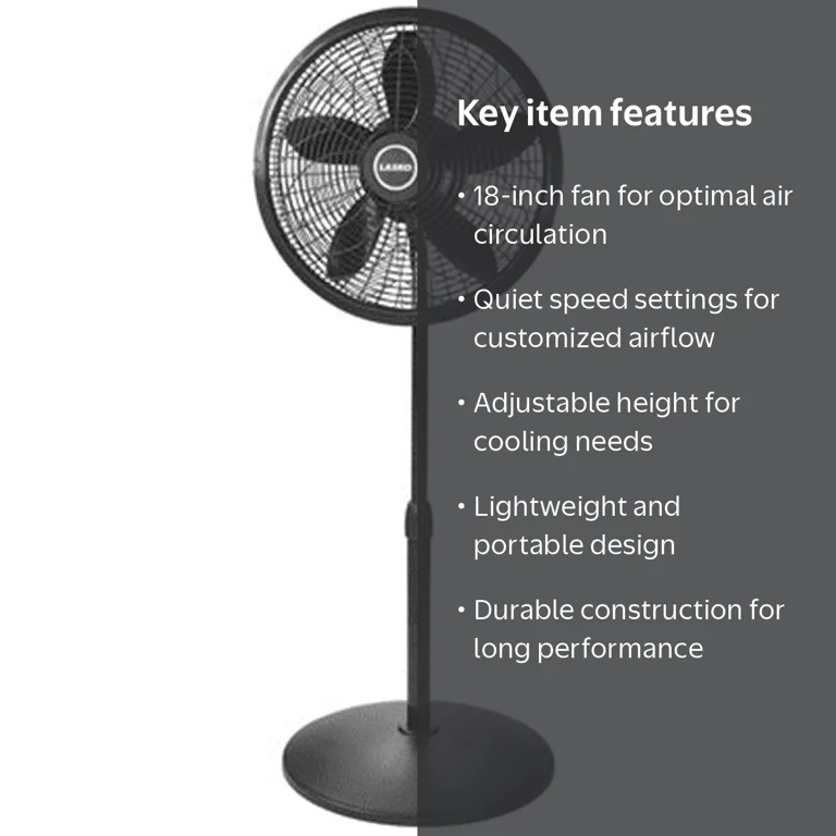 Lasko Products 18 Inch Adjustable Standing Floor Pedestal Fan
