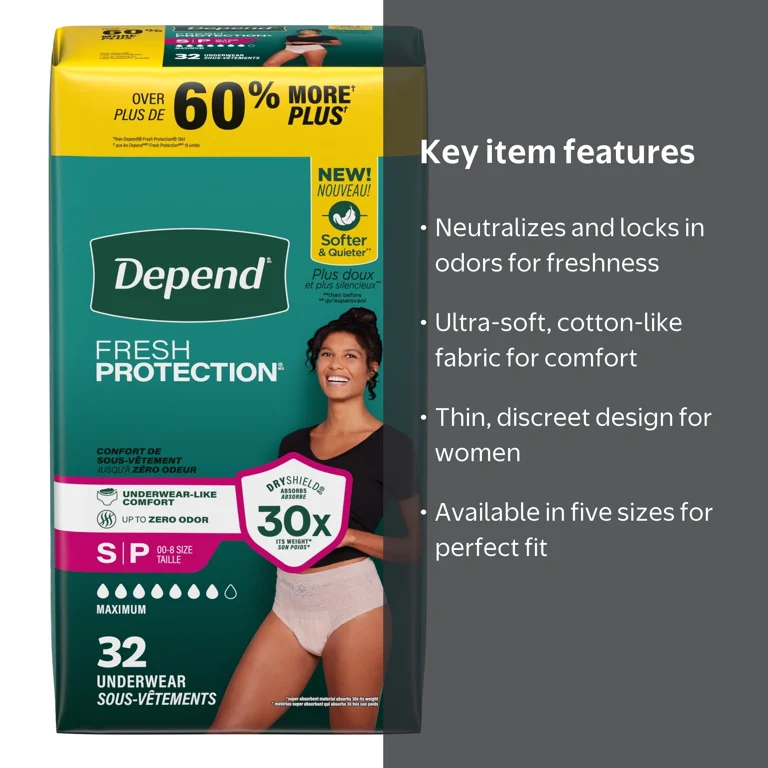 Depend Fresh Protection Incontinence Underwear for Women, Adult
