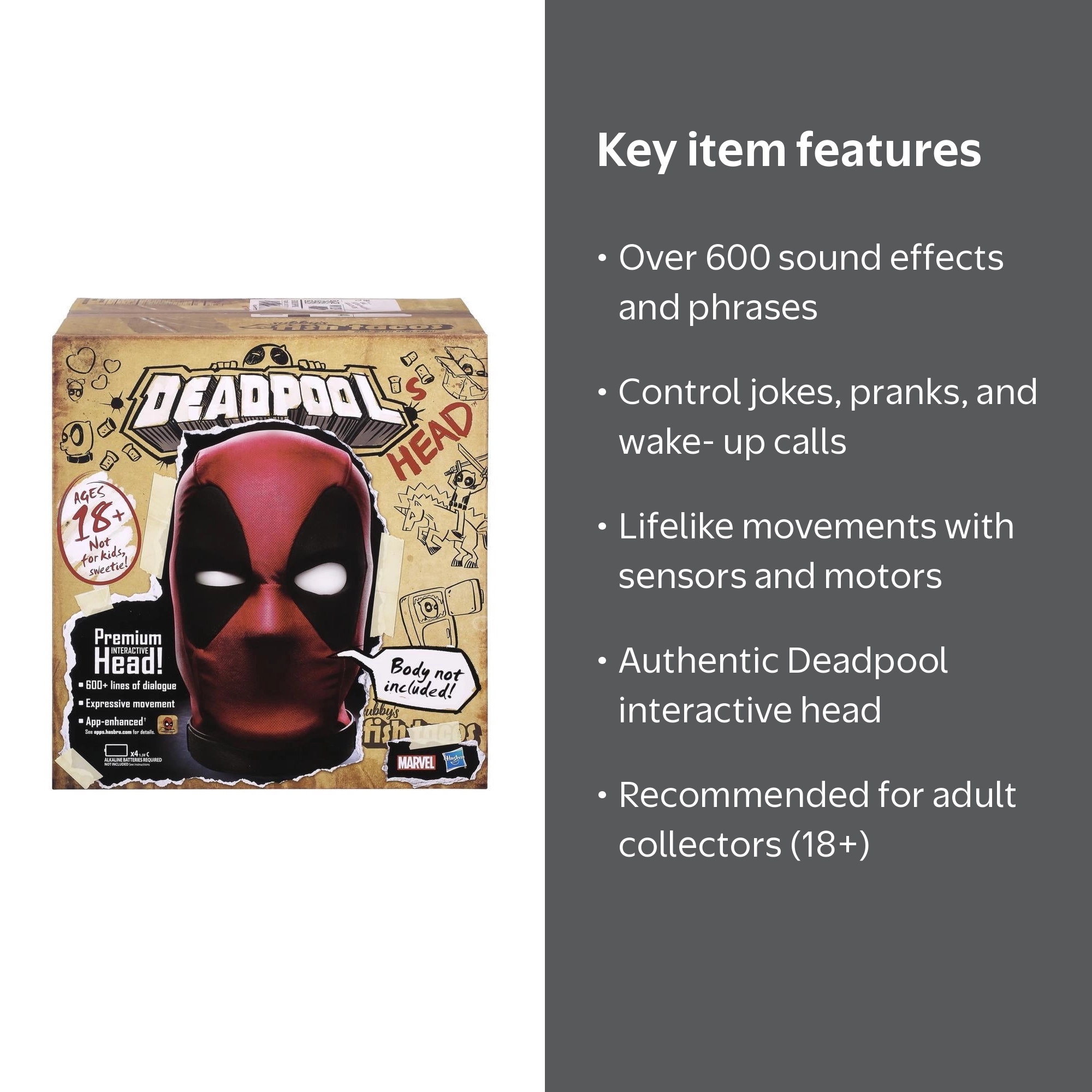 Marvel, Deadpool's Head, Interactive Talking Collectible, One Size