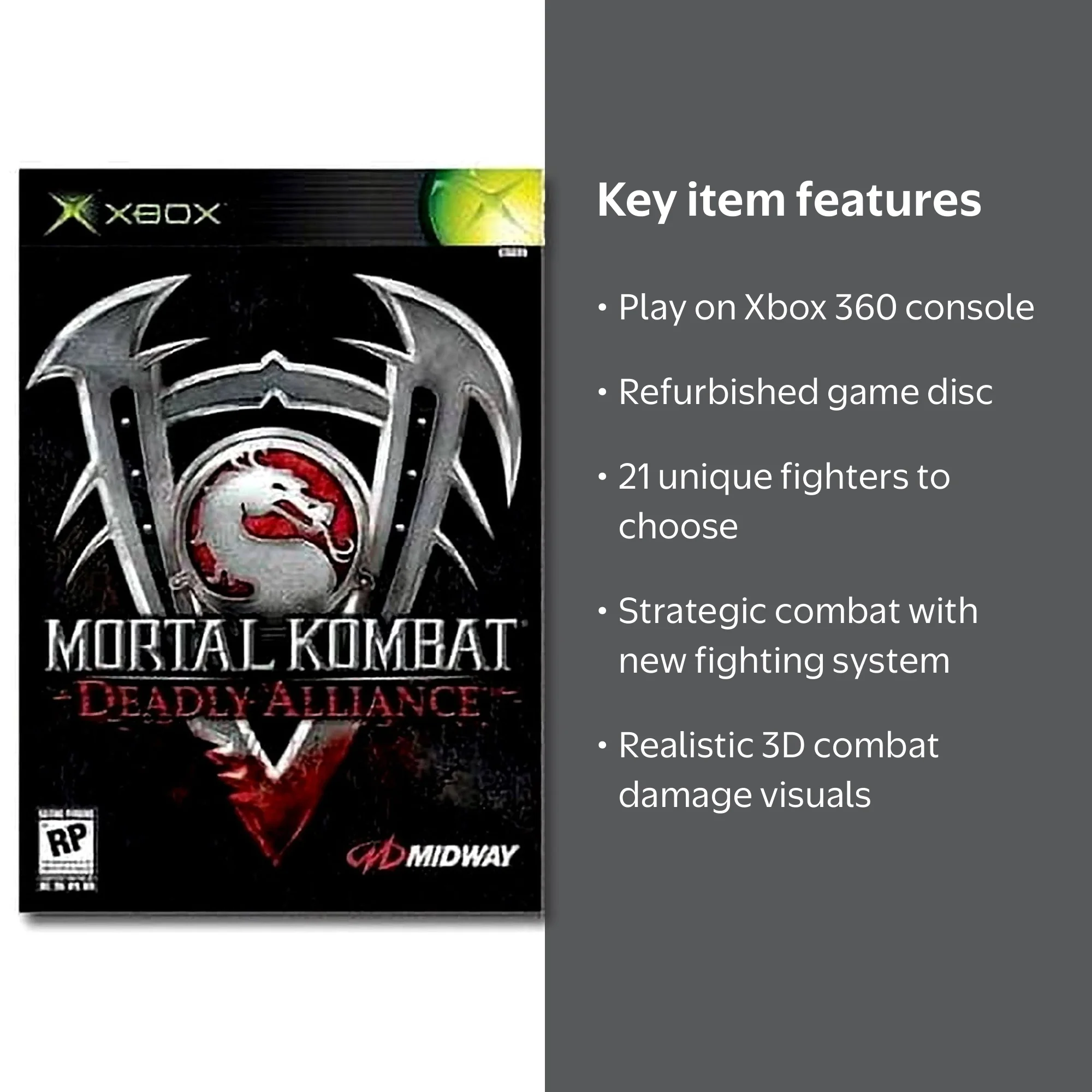 Midway, Mortal Kombat Deadly Alliance, Refurbished, Xbox 360