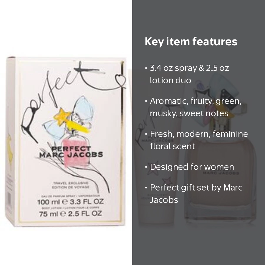 Marc Jacobs, Perfect travel gift set, 3.4 oz EDP + 2.5 oz lotion