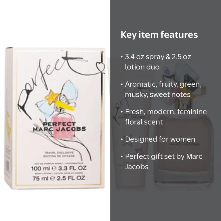 Marc Jacobs, Perfect travel gift set, 3.4 oz EDP + 2.5 oz lotion