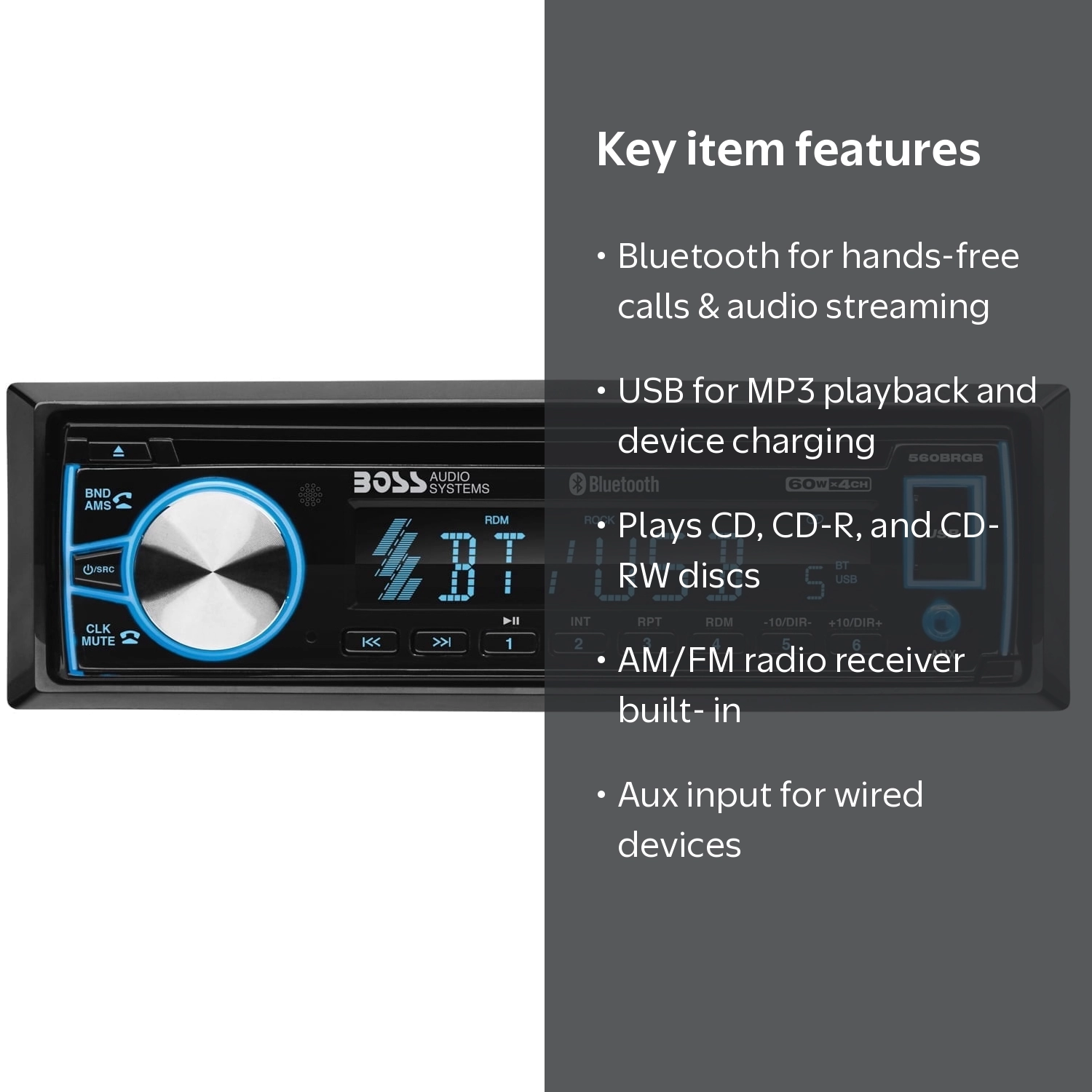BOSS Audio Systems Elite 560BRGB Car Stereo, Bluetooth, CD, USB