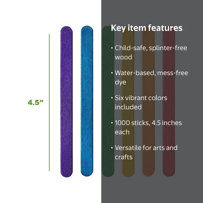 GUSTO, Colored Craft Sticks, 4.5