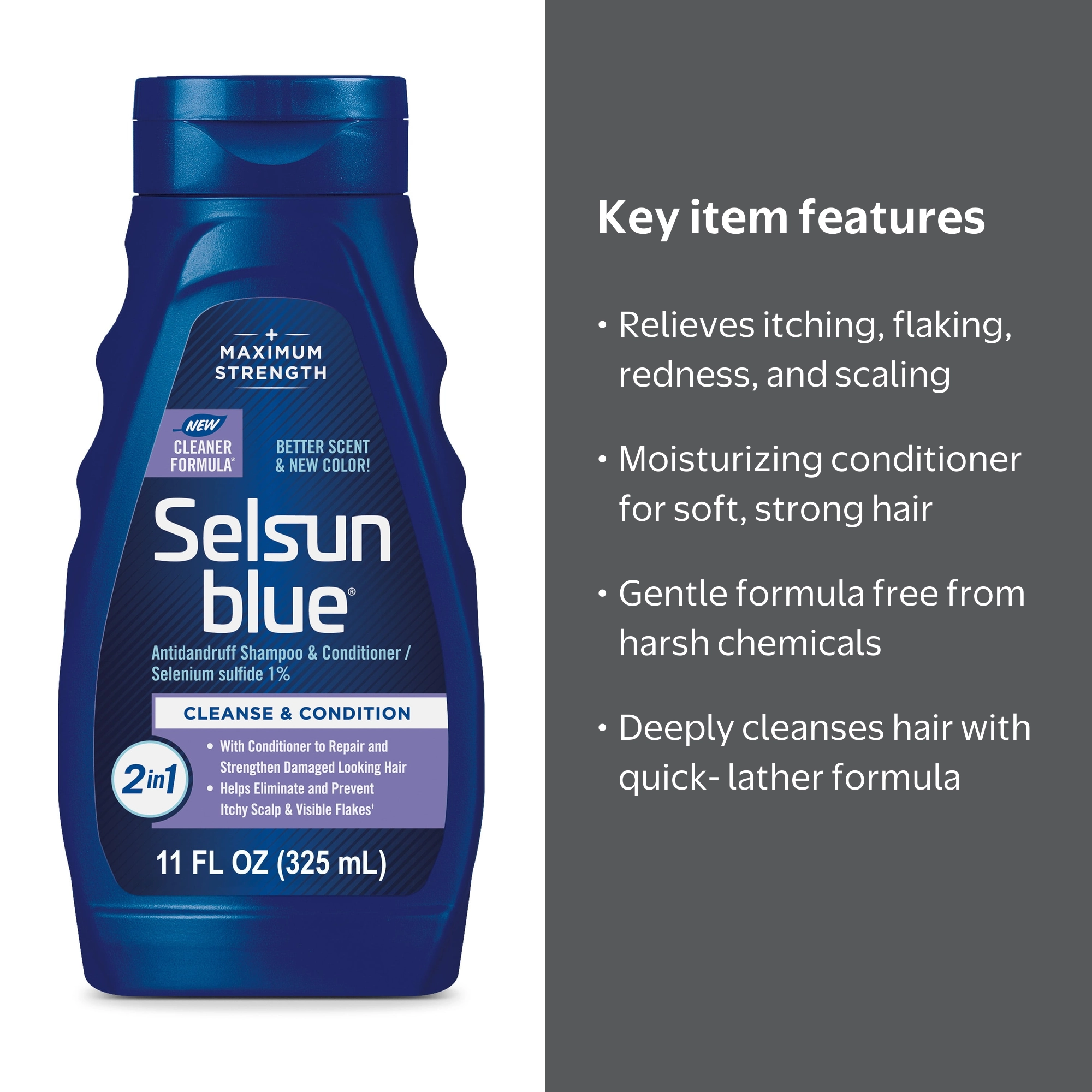 Selsun Blue, 2-in-1 Antidandruff Shampoo & Conditioner, 11 fl oz