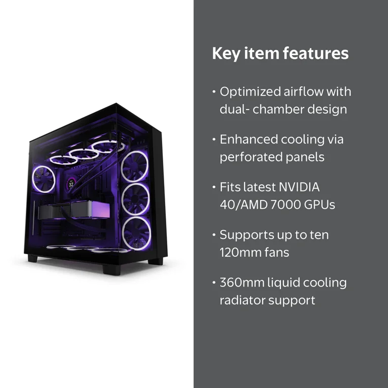NZXT H9 Flow All Black CM-H91FB-01 - Dual-Chamber Mid-Tower PC