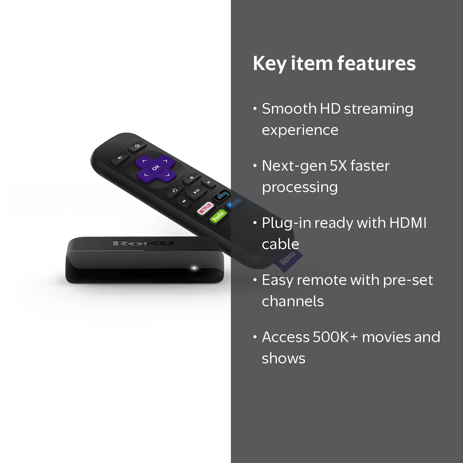 Roku, Streaming Media Player, HD 2019, Easy Setup, 5X More