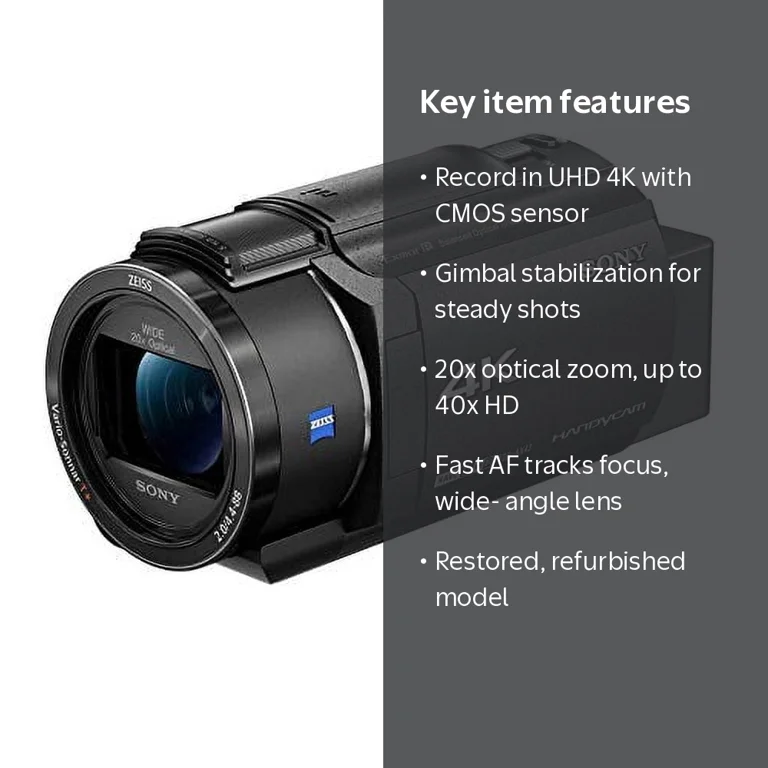 Restored Sony FDR-AX43 UHD 4K Handycam Camcorder (Refurbished