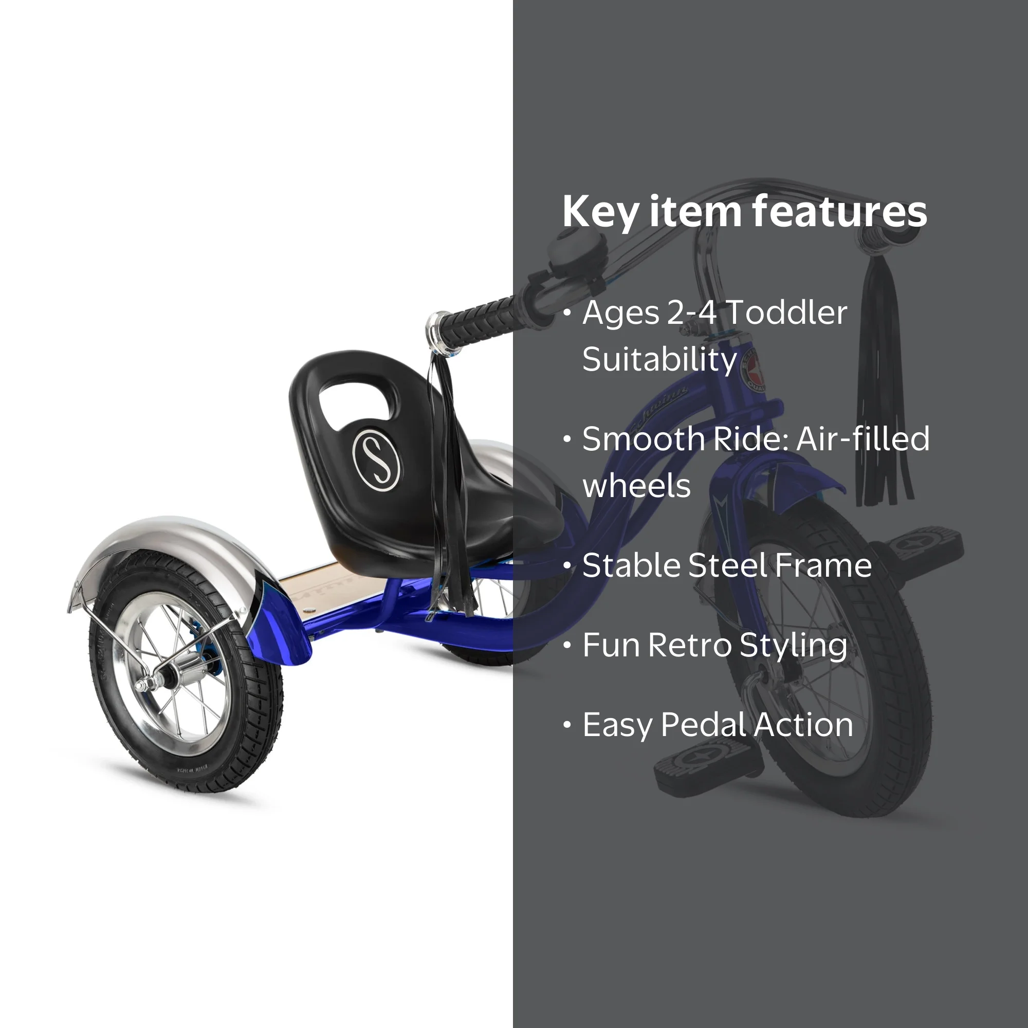 Schwinn Roadster Tricycle for Ages 2-4, Indoor Playgrounds, Blue