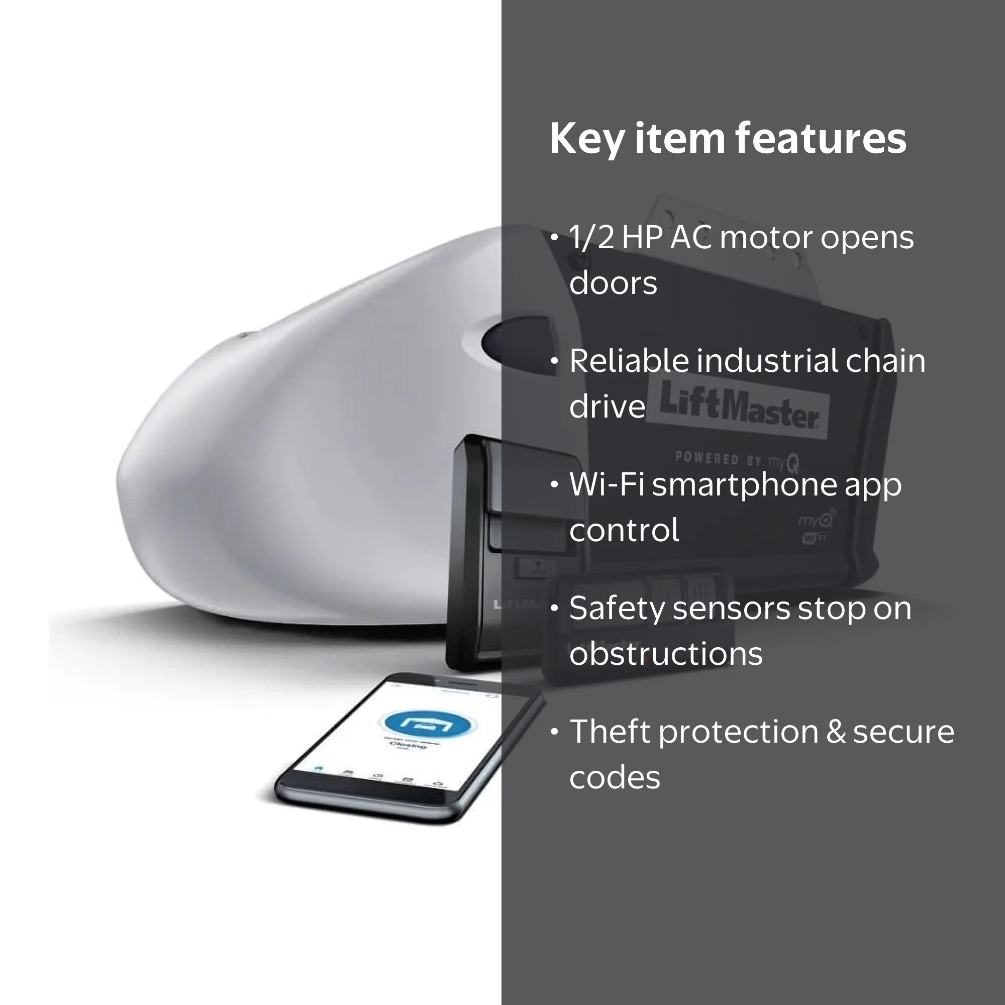Liftmaster 81650 Wi-Fi AC 1/2 HP Chain Drive Garage Door Opener