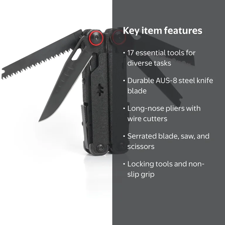 Free Shipping! Swiss Tech 17-in-1 Folding Multi-Tool with AUS-8