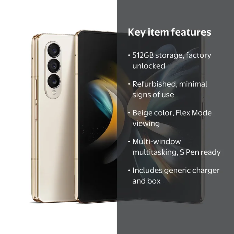Samsung, Smartphone, F936U1 512GB, Beige, Factory Unlocked