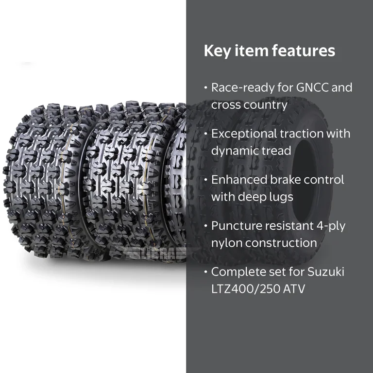 Suzuki LTZ400 250 GNCC Racing ATV Four Wheeler Tires Set, 21x7-10