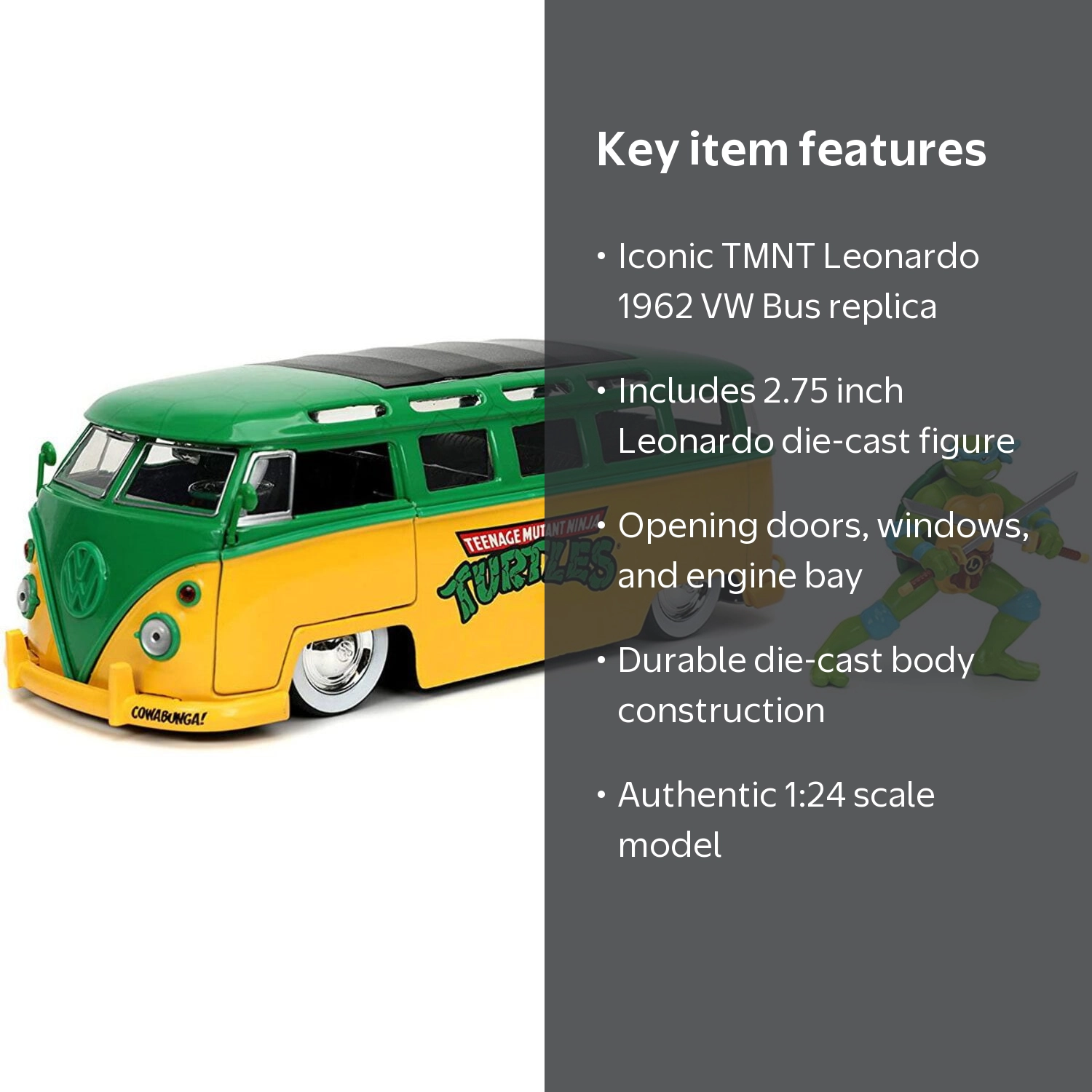 TMNT Model Die-cast 1962 Volkswagen Bus with 2.75