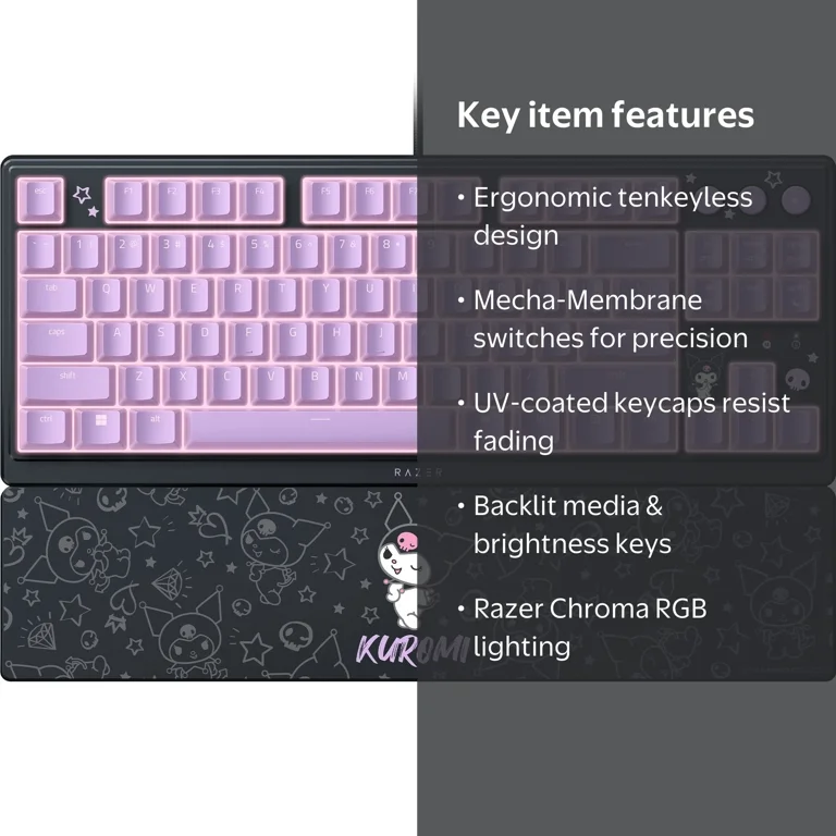 Razer Ornata V3 Tenkeyless Low Profile PC Gaming Keyboard, Kuromi