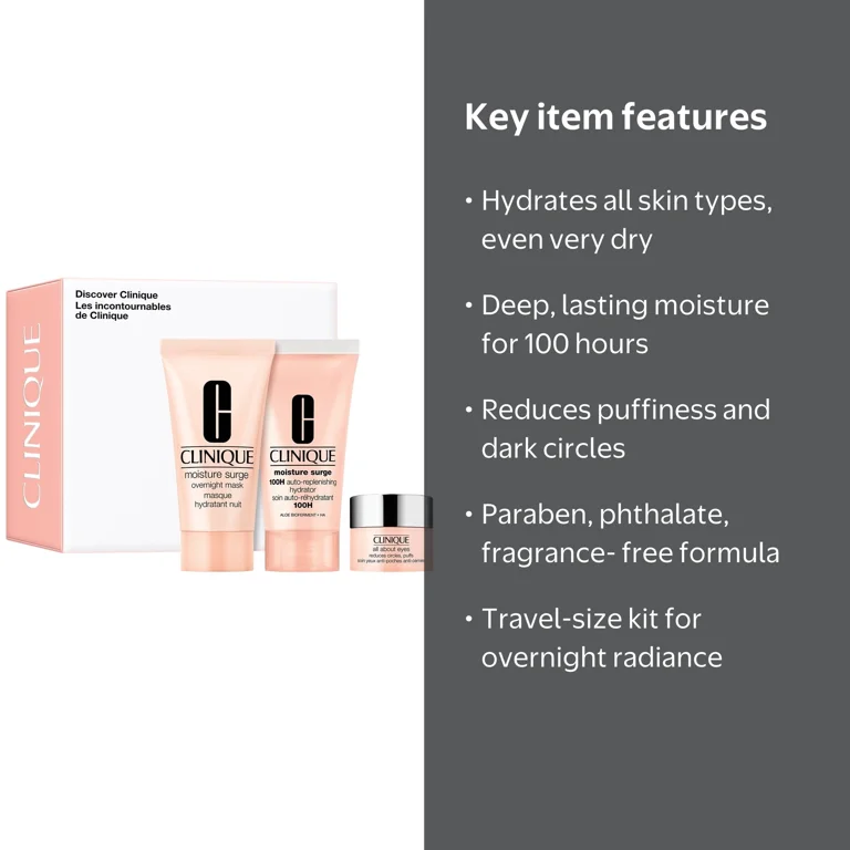 Clinique Discover 3 Piece Set, Moisture Surge 100H 1.0oz