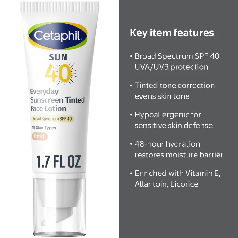 Cetaphil Sunscreen Tinted 100% Mineral Broad-Spectrum Face Lotion