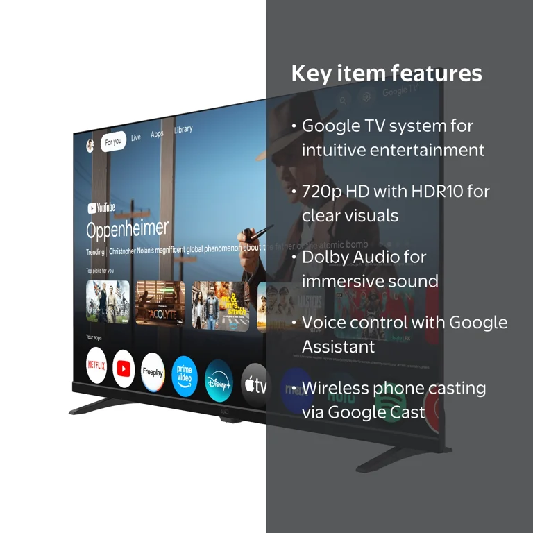 FPD 32-inch Smart TV, Google TV, HDR 10, Dolby Audio, Voice