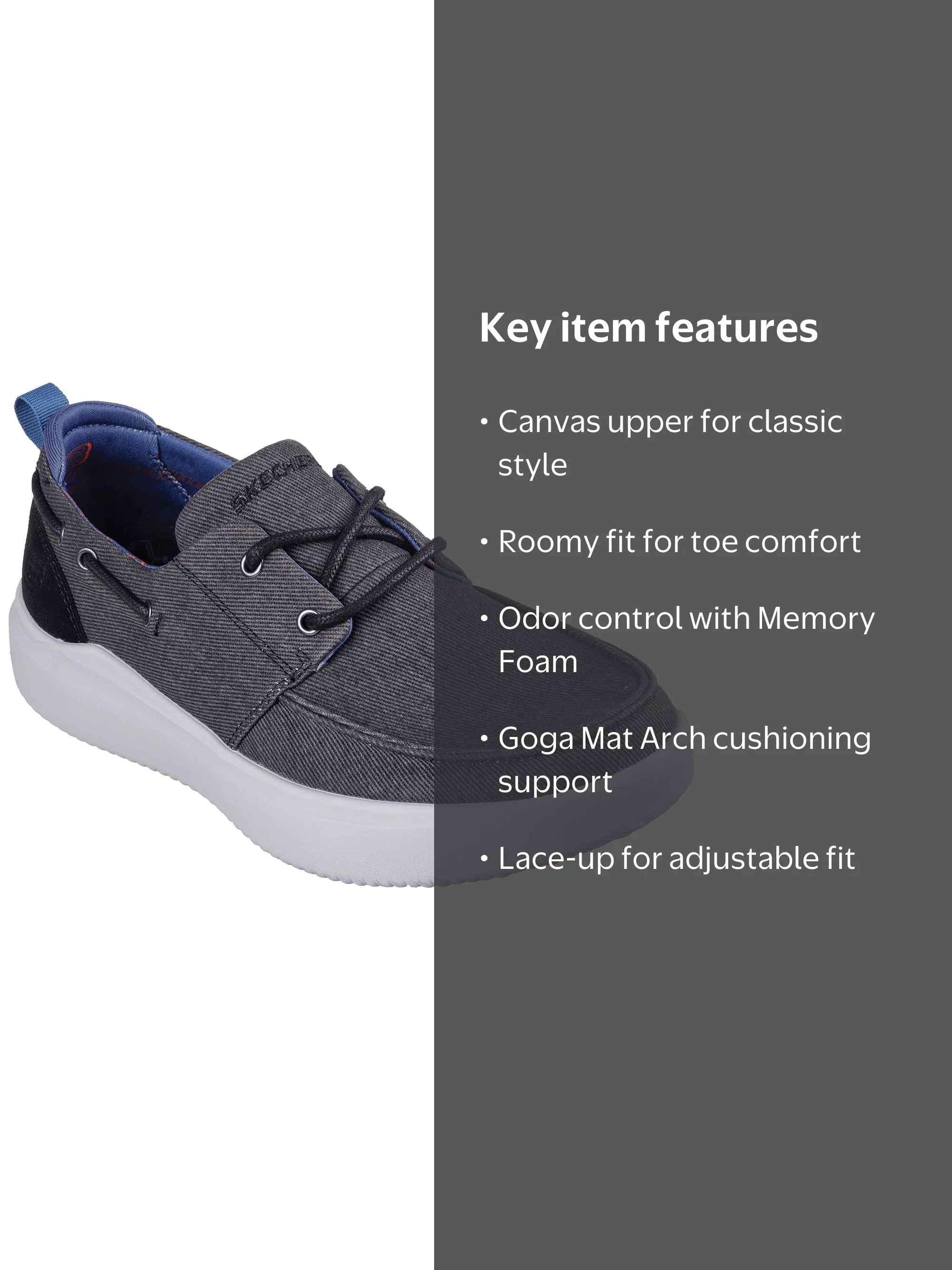 Skechers Men's Relaxed Fit Canvas Boat Shoe with Charcoal-Infused