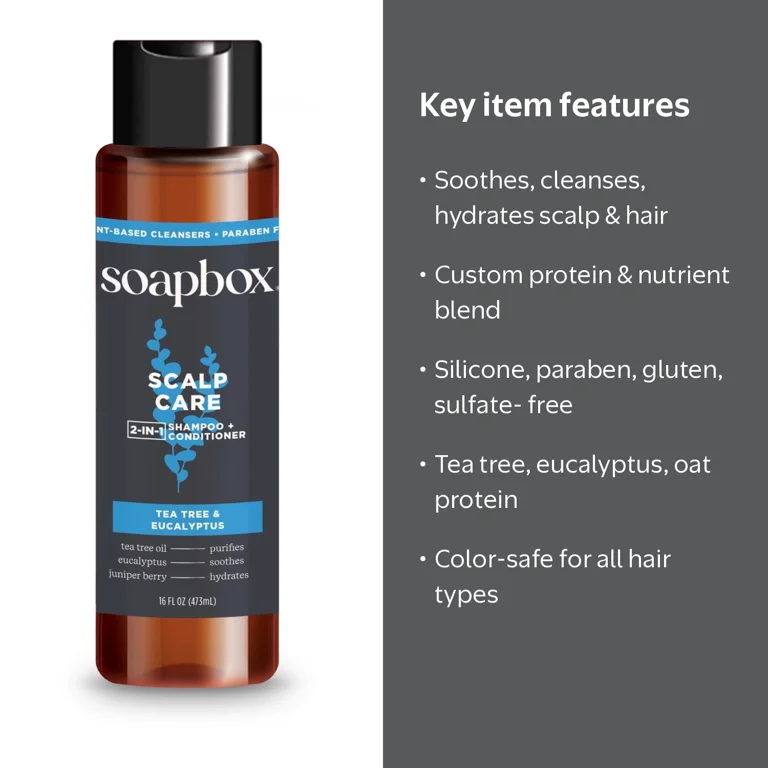Soapbox Mens 2-in-1 Scalp Care Shampoo & Conditioner, 16 fl oz