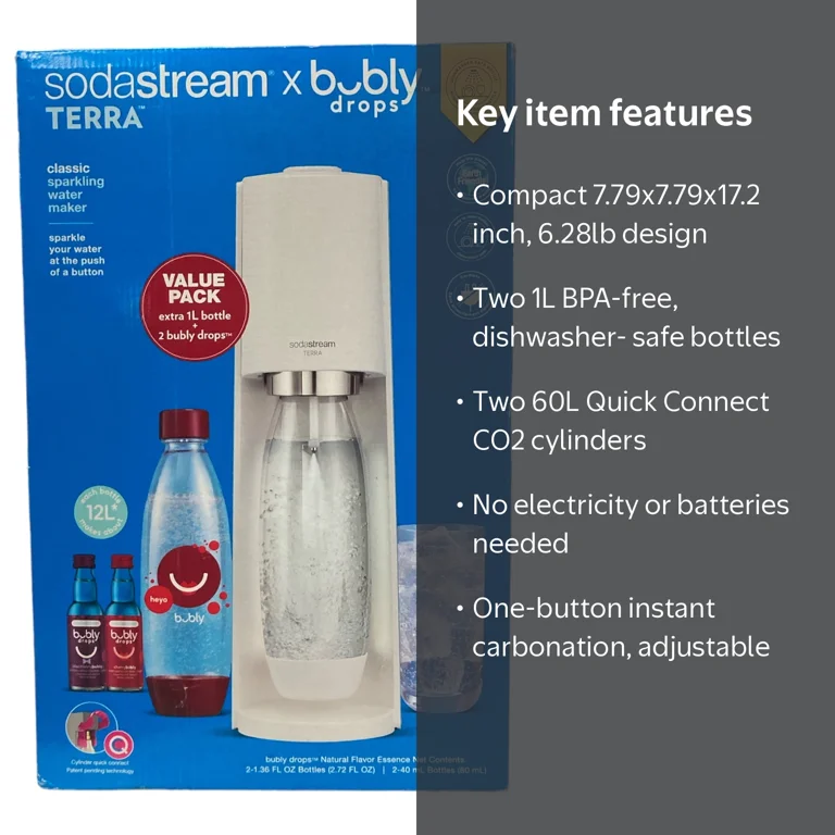 SodaStream Terra Sparkling Water Maker Machine Bundle White