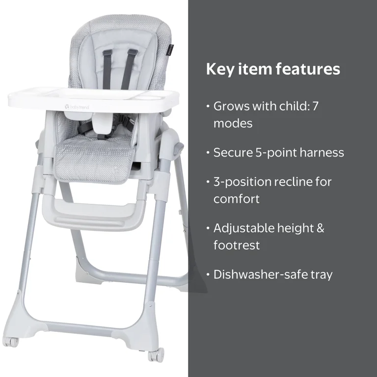 Baby Trend, Baby High Chair, Everlast 7-in-1, Charcoal Stone Grey