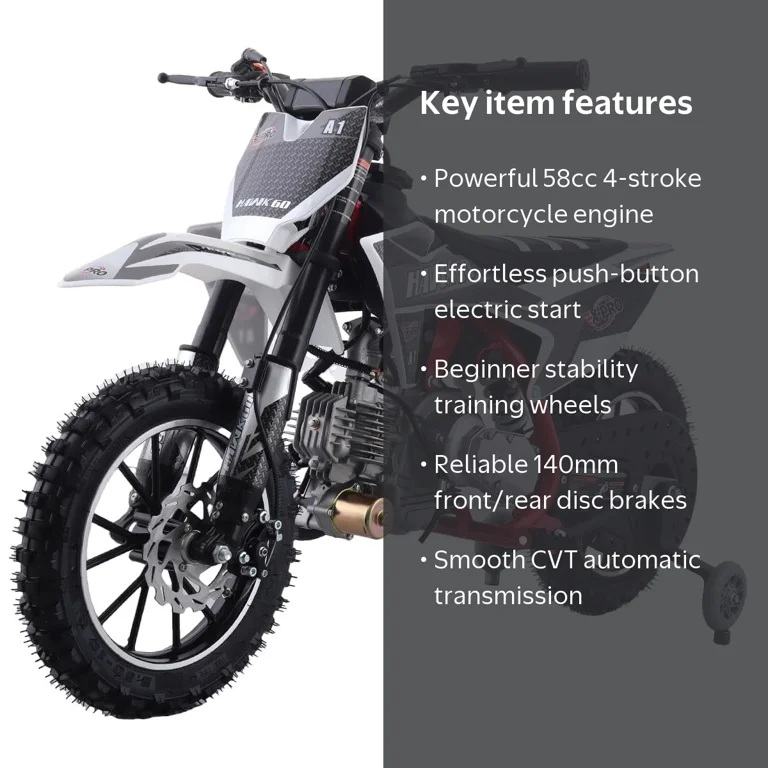 X-Pro Hawk 60 Dirt Bike with CVT Transmission, Electric Start