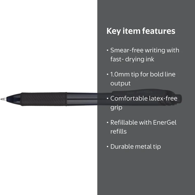 Pentel EnerGel-X Retractable Liquid Gel Pen, (1.0mm) Metal Tip