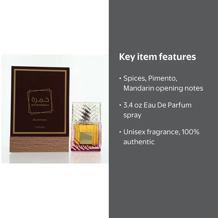 Lattafa Khamrah Dukhan 3.4 oz Eau De Parfum Spray for Men and