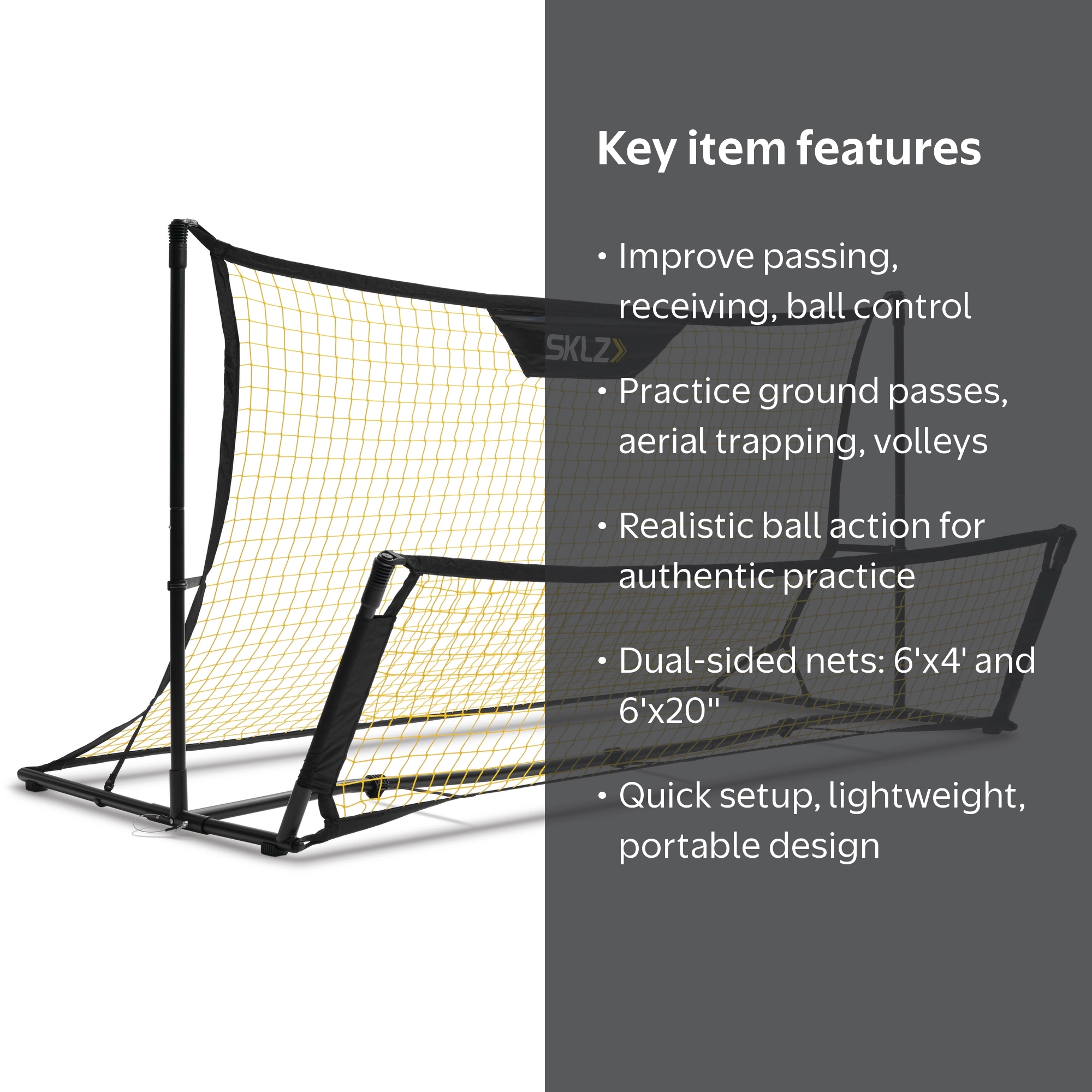 SKLZ, Soccer Goal, 6'x4', Two-Sided Trainer and Rebounder
