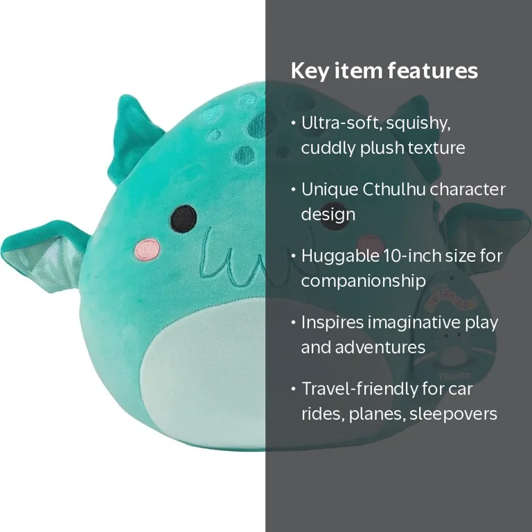 Squishmallows, Blue Theotto Cthulhu, 10-Inch Plush, Soft and