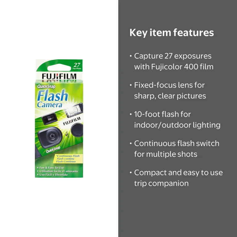 Fujifilm QuickSnap Flash 400 Disposable Single-Use 35mm Camera