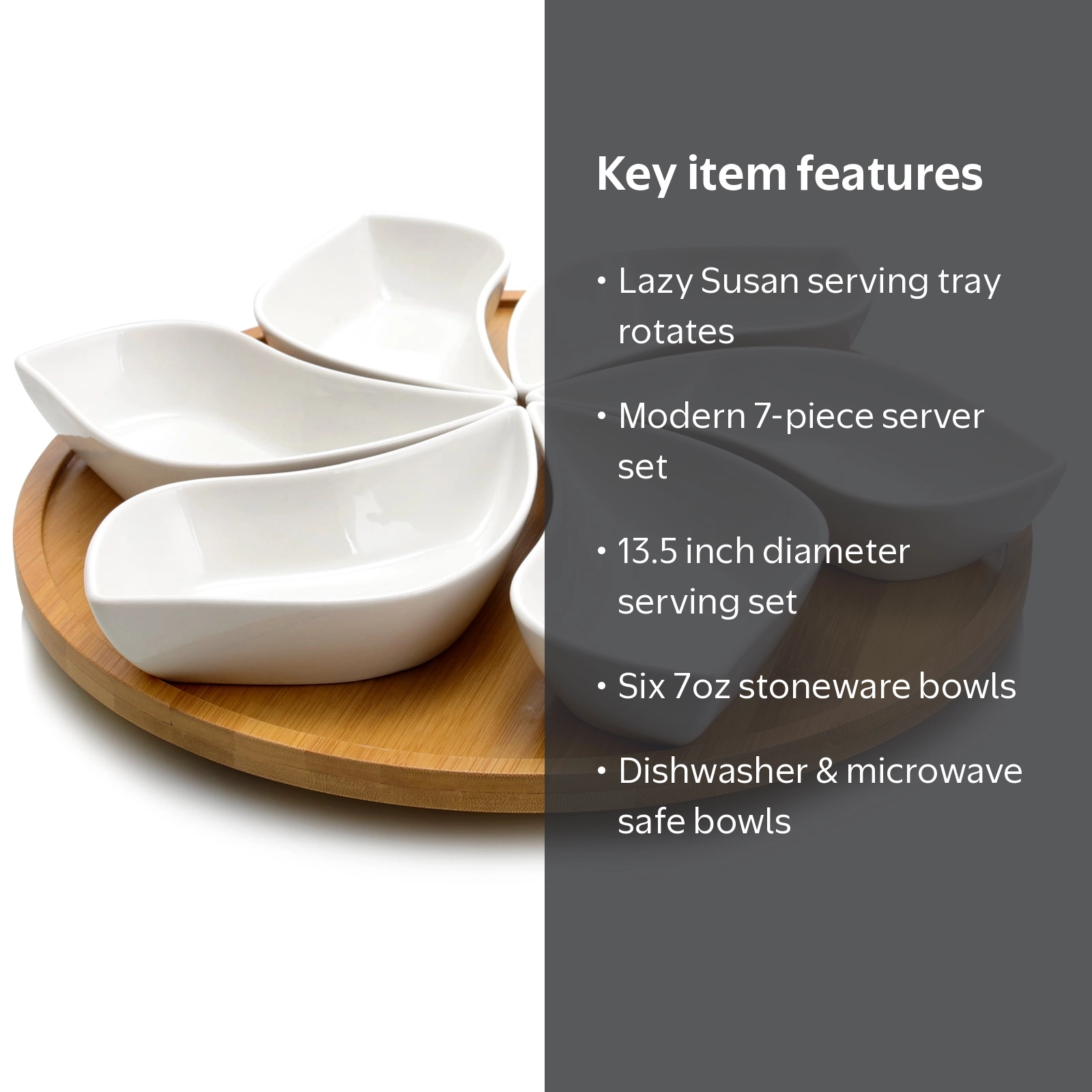 PCD 95.25 LAYCER-02- 5穴　4本セット Elama Signature Modern 13.5 inch 7 Piece Lazy Susan Appetizer and